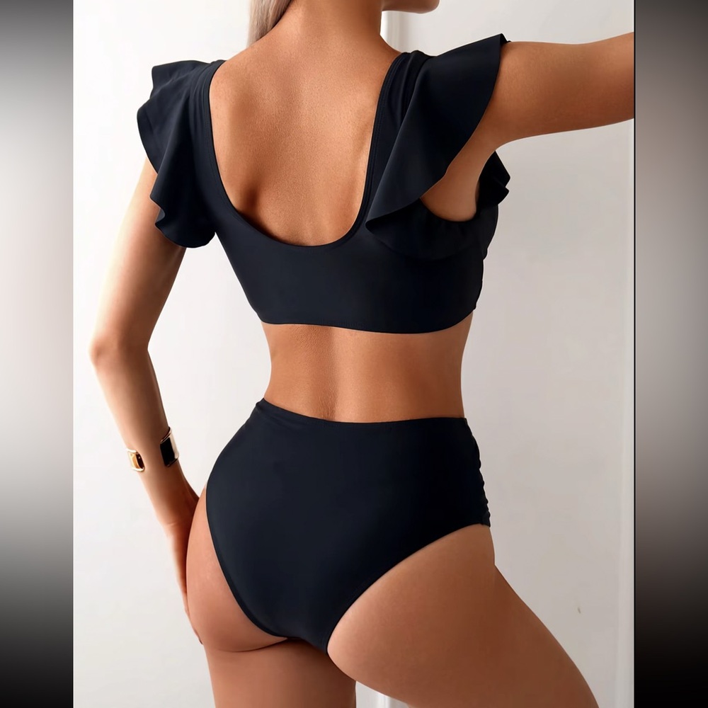 Black Ruffle Bikini Set - Picture 2 of 6